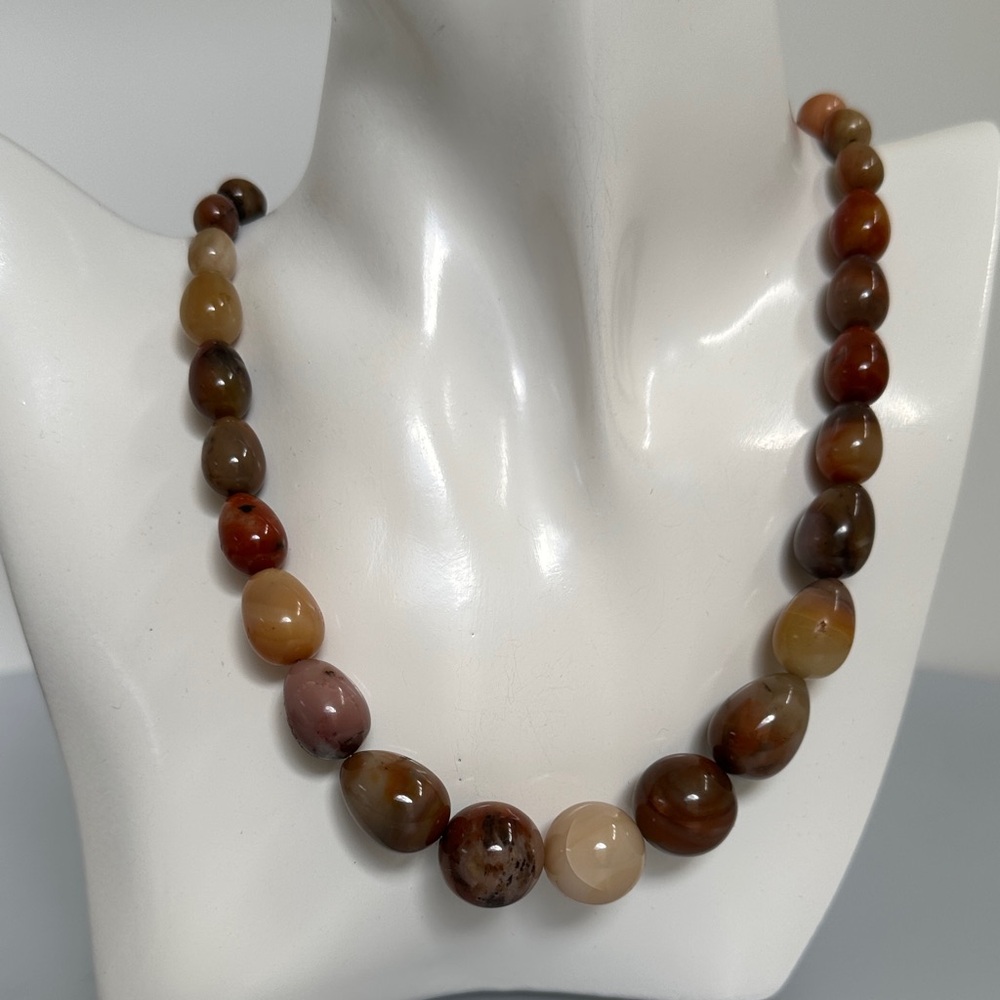 Jay King DTR Women Necklace Sterling 925 Flat Graduate Agate Jasper